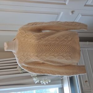 Britches‎ Womens Vintage 100% Ivory Wool Irish Fisherman Cable Knit Sweater LG